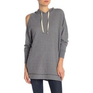 Splendid Lace-Up Detailed Open Shoulder Hoodie Grey Size S Made In USA $200